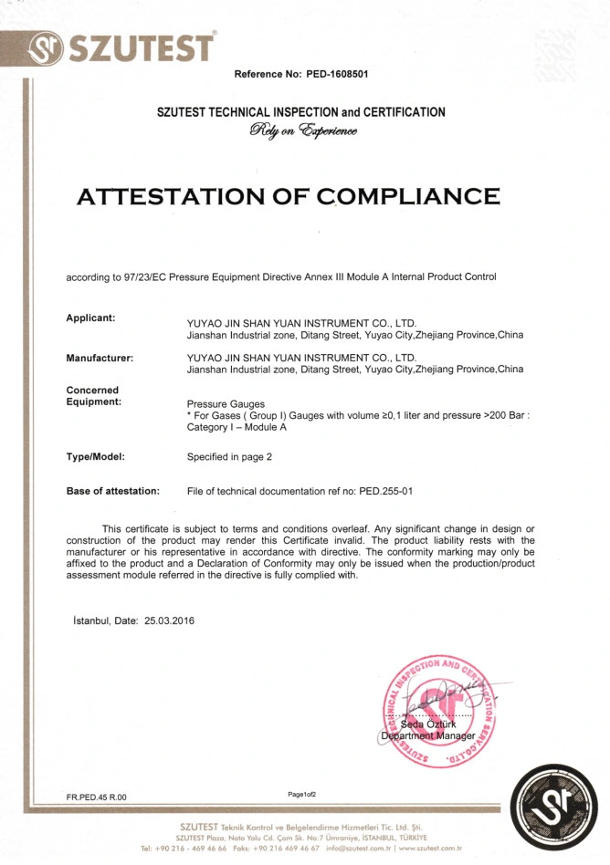 Pressure Gauge (ISO 9001 manufacturer) Ga24s Glass Rotameter Hydraulic Flow Controls